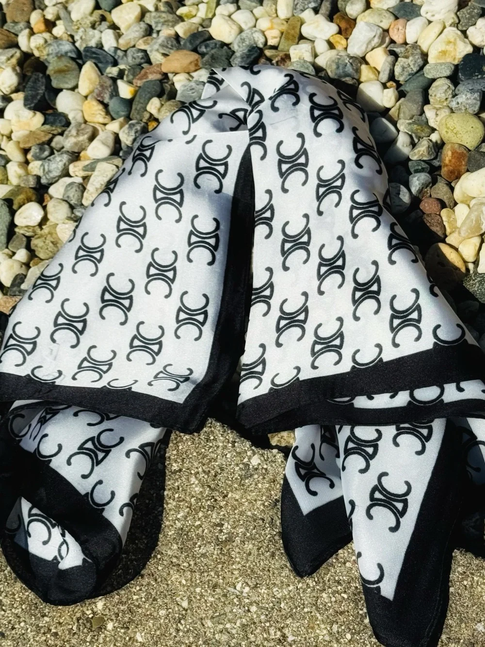 CELINE Patterned Logo Silk Scarf